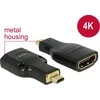 DELOCK Adapteriai Didelės spartos HDMI su eternetu – HDMI Micro-D vyriškas > HDMI-A moteriškas 4K juodas