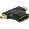 DELOCK Adapteriai Didelės spartos HDMI su Ethernet – HDMI-A lizdas > HDMI Mini-C vyriškas + Micro-D kištukas juodas