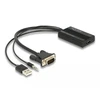 „DeLOCK“ HDMI į VGA adapteris su garsu, 25 cm, 0,25 m, HDMI A tipo (standartinis), VGA (D-Sub) + 3,5 mm + USB A tipo, lizdas, kištukas, tiesus