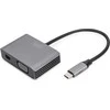 Assmann Electronic DIGITUS USB-C - mini DP + VGA Adapteris 20cm 4K/30Hz sidabrinis aliuminio korpusas