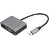 Assmann Electronic DIGITUS USB-C - DP + VGA Adapteris 20cm 4K/30Hz sidabrinis aliuminio korpusas