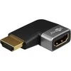 Goobay 72010 HDMI Angled Adapteris 90° Horizontal, 8K at 60 Hz, Gold-Plated, Juodas/Sidabrinis