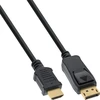Adapteris AV InLine® DisplayPort į HDMI konverterio kabelis juodas 1,5 m