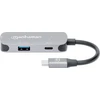 Adapteris AV Manhattan MANHATTAN USB-C į HDMI 3-in-1 prijungimo keitiklis USB 3.2 Type-C Vyriškas į HDMI 4K60Hz USB-A 5 Gbit/s ir USB-C maitinimo tiekimas 100W