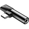 Baseus Audio adapteris L41 USB-C prie 3.5mm AUX lizdo + USB-C - Juodas