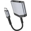 Adapteris AUX 2w1 USB C į USB C / Jack 3,5 mm Hoco 27W LS39 metalinis pilkas