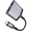 Adapteris AUX 2w1 USB C į USB C / Jack 3,5 mm Hoco 27W LS39 metalinis pilkas