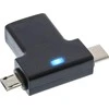 USB adapteris InLine microUSB - USB + USB- C Juodas (35804)
