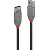 USB Kabelis - LINDY Anthra Line USB 2.0 Type A į A Laidas, M/M, 480Mbps, PVC, 0.2 m, Juodas