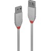 USB Prailginimo Laidas - LINDY Anthra Line USB 2.0 Type A Prailginimo Laidas, M/F, 0.2 m, Pilkas