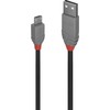 USB Kabelis - LINDY Anthra Line USB 2.0 Type A į Micro-B Laidas, 480Mbps, PVC, 0.2 m, Juodas
