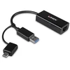 Tinklo Adapteris - LINDY USB 3.2 Gen 1 Gigabit Ethernet Konverteris, RJ45, USB A/C, Juodas