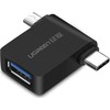 UGREEN 2in1 adapteris OTG USB-A 3.0 – USB-C ir microUSB juodas