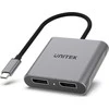 Unitek V1404A adapteris USB-C, 2x prievadas DP 1.4 8K 60Hz