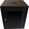 Sieninė spintelė 10" 6U, 300 mm gylio, nedaloma, stiklinės durys, juoda ALANTEC