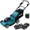 Akumuliatorinė vejapjovė Makita DLM480CT2 2x 18 V, 48 cm, DC18SH įkroviklis 2x 5,0 Ah Li-ion akumuliatioriams, 4/1 (Pjovimas/Surinkimas/Mulčiavimas/Galinis išmetimas), Plastikinis korpusas
