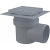 ALCADRAIN Kratka ściekowa 150×150/110 mm odpływ boczny, grotelės pilka, dwa poziomy izolacji, syfon mokry