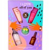 All Of You Set I Love: Coconut Kisses Hydrating Losjonas kūnui, 75 ml + Pina Colada Bath Bomb, 120 g + Golden Sands Refreshing Body Purškiklis, 100 ml + Sweet Treats Hydrating Dušo želė For All Skin Types, 75 ml + Cosy Night's Hydrating Dušo želė For All Skin T