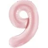 Party Deco PartyDeco folijos balionas numeris 9, 86 cm, šviesiai rožinis, 76211