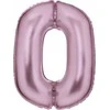AMSCAN folijos balionas numeris 0 satininis pastelinis rožinis 86cm supakuotas 9917322
