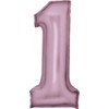 AMSCAN folijos balionas Nr. 1, satinas, pastelinė rožinė, 86cm, supakuota, 9917323