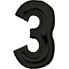 AMSCAN folijos balionas numeris 3 satino juodas 86cm N34 supakuotas 9917305