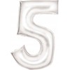 AMSCAN folijos balionas numeris 5 satino baltas 86cm 9917297