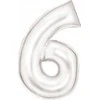 AMSCAN folijos balionas numeris 6 satino baltas 86cm 9917298