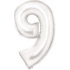 AMSCAN folijos balionas numeris 9 satino baltas 86cm 9917301
