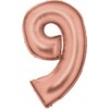 AMSCAN folijos balionas numeris 9 satino rožinis auksas 86cm 9917321