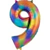 AMSCAN Balon foliowy cyfra 9 tęczowy - 86 cm - 1 vnt. universalus
