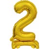 AMSCAN Balon foliowy mini cyfra 2 ze stopką auksinė 22x40cm 9910070
