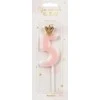 PartyDeco Žvakutė Skaičius su karūna, rausva 9,5cm, Skaičius: 5