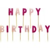 AMSCAN HAPPY BIRTHDAY gimtadienio žvakės, rožinės raidės 551763