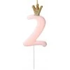 PartyDeco Žvakutė Skaičius su karūna, rausva 9,5cm, Skaičius: 2