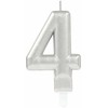 AMSCAN žvakė „Number 4“ su sidabrine rankena, 9,3 cm