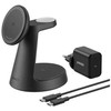 ANKER MagGo 3-in-1 įkrovimo stotelė, juoda, Qi2 15W, skirta „iPhone“, įskaitant sertifikuotą „Apple Watch“ modulį.