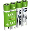 1x4 Ansmann NiMH akumuliatorius Micro AAA tipo 600 min. 550 mAh 1311-0022