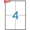 Lipnios etiketės Apli, A4, 105x148mm, 4 etiketės lape, 100 lapų, baltos spalvos