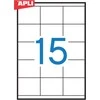 Lipnios etiketės Apli, A4, 70x50.8mm, 15 etikečių lape, 100 lapų, baltos spalvos