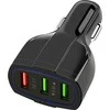 Automobilinis USB įkroviklis PLS34F su 3xUSB QC 3.0, juodas