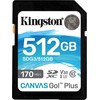 Atminties kortelė Kingston SDXC Canvas Go Plus 512GB 170R C10 UHS-I U3 V30