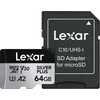 Atminties kortelė Lexar | Sidabrinis PLUS | 64 GB | Micro SDXC | Flash atminties klasė 10