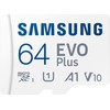 Atminties kortelė Samsung EVO Plus microSD 64 GB /MEMORY Micro SDXC EVO+ 64GB/V10 W/A MB-MC64KA/EU   Baltos spalvos