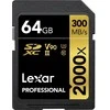 Atminties kortelė Lexar Professional 2000x UHS-II SDXC, 64 GB, 10 klasė, U3, V90, 260 MB/s, 300 MB/s