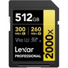 „Professional Lexar 2000x SDXC 512 GB“ 10 klasės UHS-II/U3 V90 (LSD2000512G-RNNNG) atminties kortelė