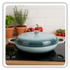 Atusa EMALIOWANY Puodas ŻELIWNY PŁASKI 30cm 3L HAGE SEA SALT