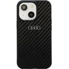 Audi Carbon Fiber Apple iPhone 14 / 15 / 13 6.1″ juodos spalvos kietas dėklas AU-TPUPCIP14-R8/D2-BK