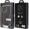 Audi Genuine Leather MagSafe Apple iPhone 14 Pro 6.1″ juodos spalvos-red kietas dėklas AU-TPUPCMIP14P-R8/
