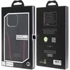 Audi Genuine Leather MagSafe Apple iPhone15 Pro Max 6.7″ juodos spalvos-red kietas dėklas AU-TPUPCMIP15P